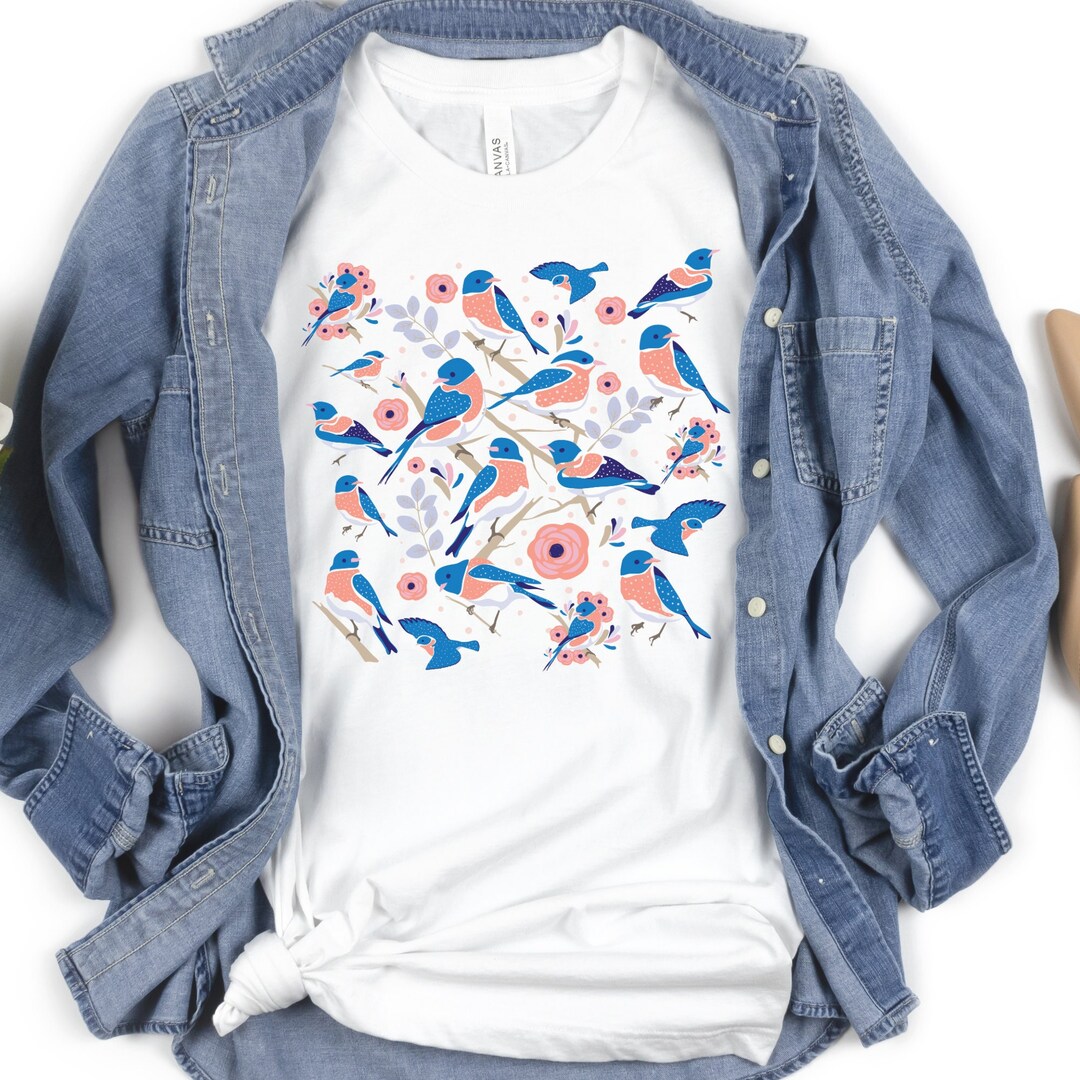 Cottagecore Bluebird Shirt, Blue Bird Shirt, Mother's Day Gift for Bird
