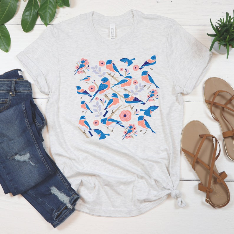 Cottagecore Bluebird Shirt, Blue Bird Shirt, Mother's Day Gift for Bird