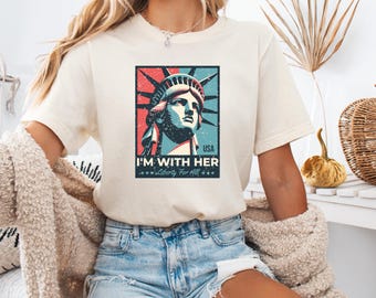 Chemise Statue de la liberté Je suis avec elle, chemise anti-atout, anti-atout, chemise 4 juillet, chemise libérale, chemise égalité, chemise démocrate, liberté