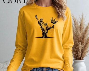 No Kings Long Sleeve Shirt, Statue of Liberty, Anti Trump, Anti-Trump, Protest Shirt, Liberal Tshirt, Democrat T Shirt, Anti Fascism, FDT