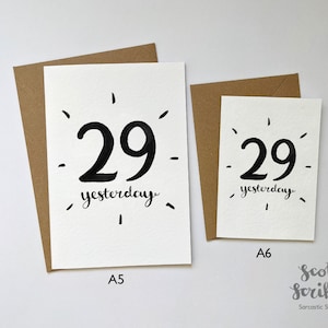 30th Birthday Card A5 A6 Funny Birthday Card 29 Yesterday Congratulations Amusing Humorous Rude Cheeky 30 thirtieth thirty small image 4