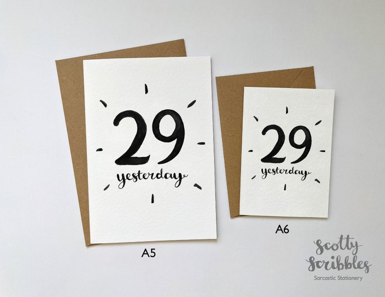 30th Birthday Card A5 A6 Funny Birthday Card 29 Yesterday Congratulations Amusing Humorous Rude Cheeky 30 thirtieth thirty small image 4