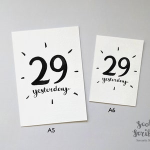 30th Birthday Card A5 A6 Funny Birthday Card 29 Yesterday Congratulations Amusing Humorous Rude Cheeky 30 thirtieth thirty small image 3