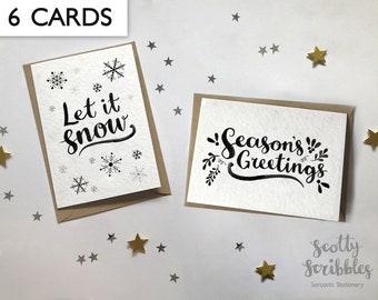 Traditional Christmas cards - A6 - 6 card multi pack