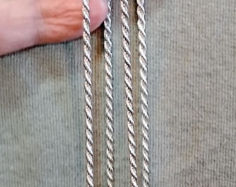 28 inch sterling silver 3mm rope chain, .925 sterling silver 28 inch rope chain