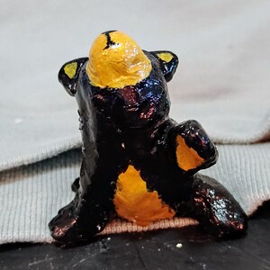 Black bear standing , miniature clay black bear, standing black bear