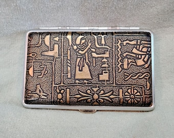 Egyptian cigarette case, vintage Egyptian cigarette case, metal cigarette  case