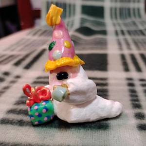 Birthday ghost, happy birthday clay ghost figurine
