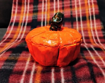 Pumpkin trinket box, clay pumpkin ring box