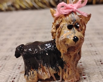Miniature Yorkshire terrier, Yorkie puppy clay sculpture