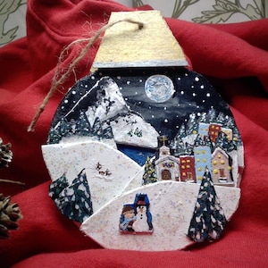 Adorno de árbol de Navidad en 3D de madera, adorno de tarjeta de Navidad de madera, adorno de tarjeta de Navidad en 3D