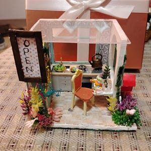 Dollhouse kitchen miniature diorama,  &quot;Kitchens open&quot;  dollhouse diorama