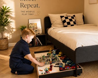 MOBILE PLAY TRAY• Lego Rolling Table Under Bed Toy Storage for Kids Room Furniture