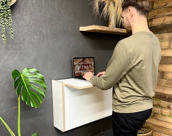 Standing Desk• Home Office Wall Mounted Folding Space Saving Office Desk Secretary Desk Floating Desk Plywood Study Work Space