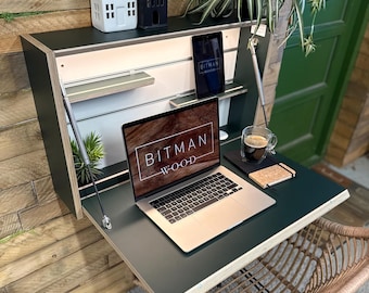 Original Desk• Wall Mounted Folding Desk Space Saving Desk Office Desk Secretary Desk Floating Desk Plywood Table Home Office Study Desk