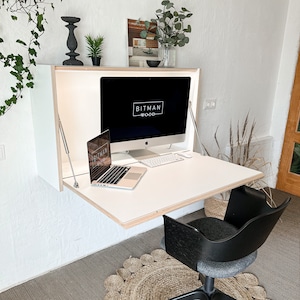 Large Office Desk• Floating Desk Home Office Work Space Modern Space Saving Desk Secretary Desk Floating Table Wall Mounted Desk Work Home