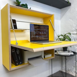 Office Desk• Folding Desk Work Space Desk Space Saving Desk Wall Floating Desk Modern Plywood Table Furniture Design TinyHouse Furniture