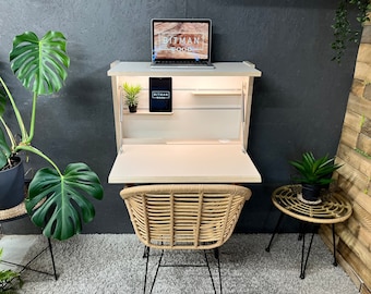 Standing Double Desk• Home Office Wall Mounted Folding Space Saving Office Desk Secretary Desk Floating Desk Plywood Study Work Space