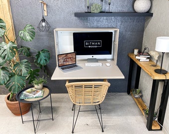 LARGE OFFICE DESK• Stone Grey Wall Mounted Floating Home Office Work Space Saving Table