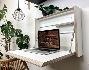 Small Folding Desk• Drop Down Desk Space Saving Desk Office Desk Secretary Desk Floating Desk Plywood Table Home Office Study Desk Furniture