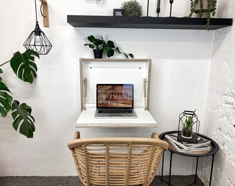 study table organizer Small Folding Desk• Space Saving Desk Work Home Secretary Desk Floating Desk White Plywood Table Home Office Study Desk Modern Small Desk