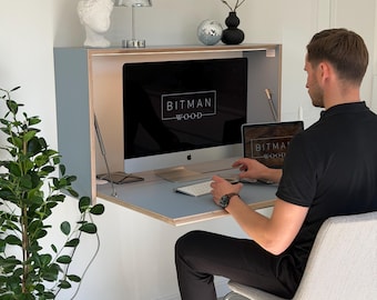 Großer Schreibtisch • Schwimmender Schreibtisch Home Office Schreibtisch Arbeitsplatz Moderner, platzsparender Schreibtisch Sekretär Schreibtisch Schwebender Tisch Wand Montiert Schreibtisch