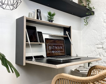 ESCRITORIO ORIGINAL • Mesa flotante abatible para oficina en casa Black Limited BitmanWood
