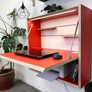 Office Desk• Work Space Floating Desk Space Saving Desk Wall Desk Folding Desk Modern Plywood Table Furniture Design Tiny House Furniture