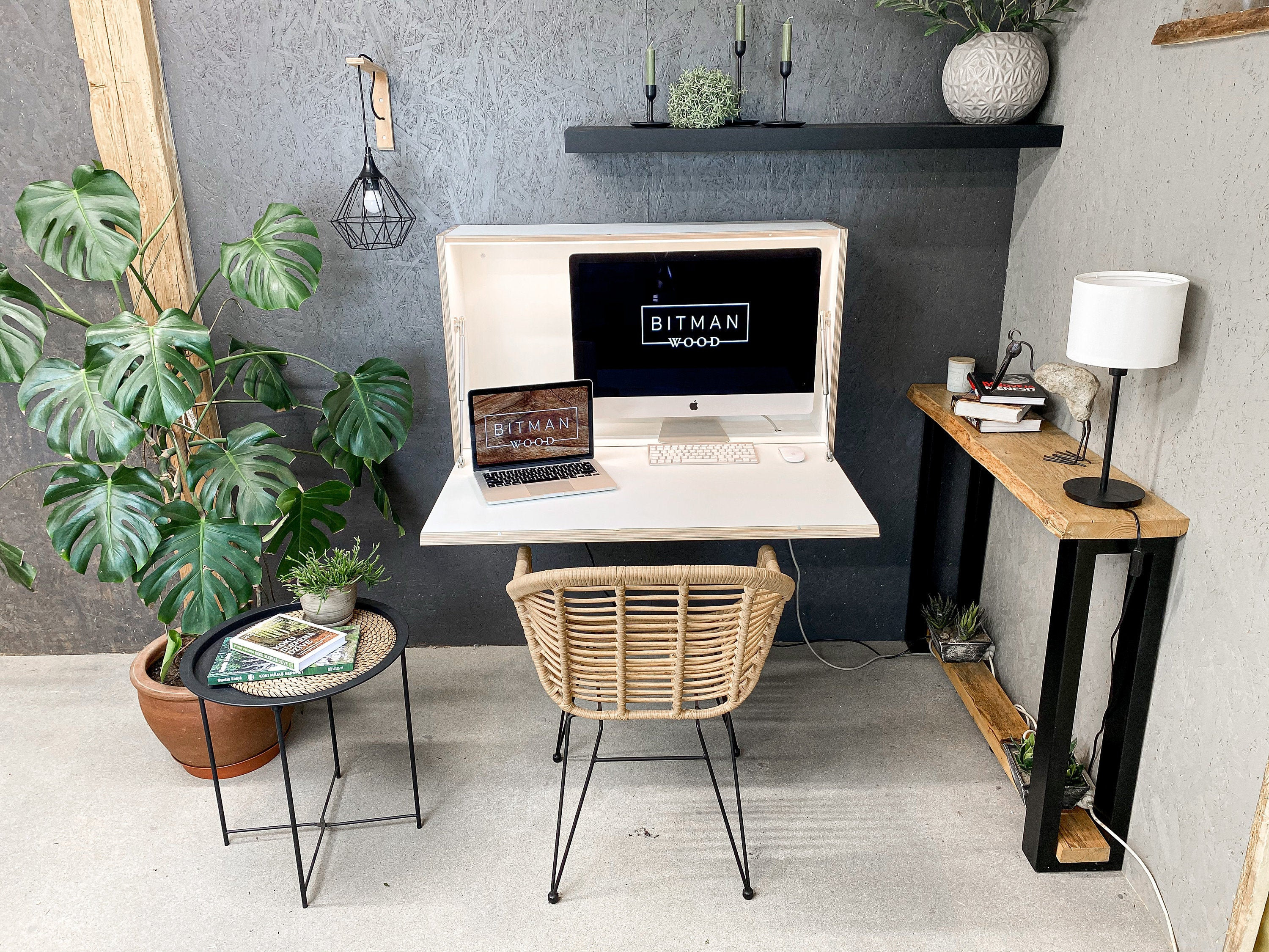 Floating Oak Desk Work From Home Home Office Desk Small Minimal Desk 