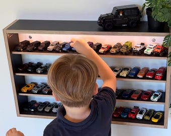 COLLECTOR SHELF• Modern Floating Shelf Display Hot Wheels Die Cast Cars Garage Kids Furniture