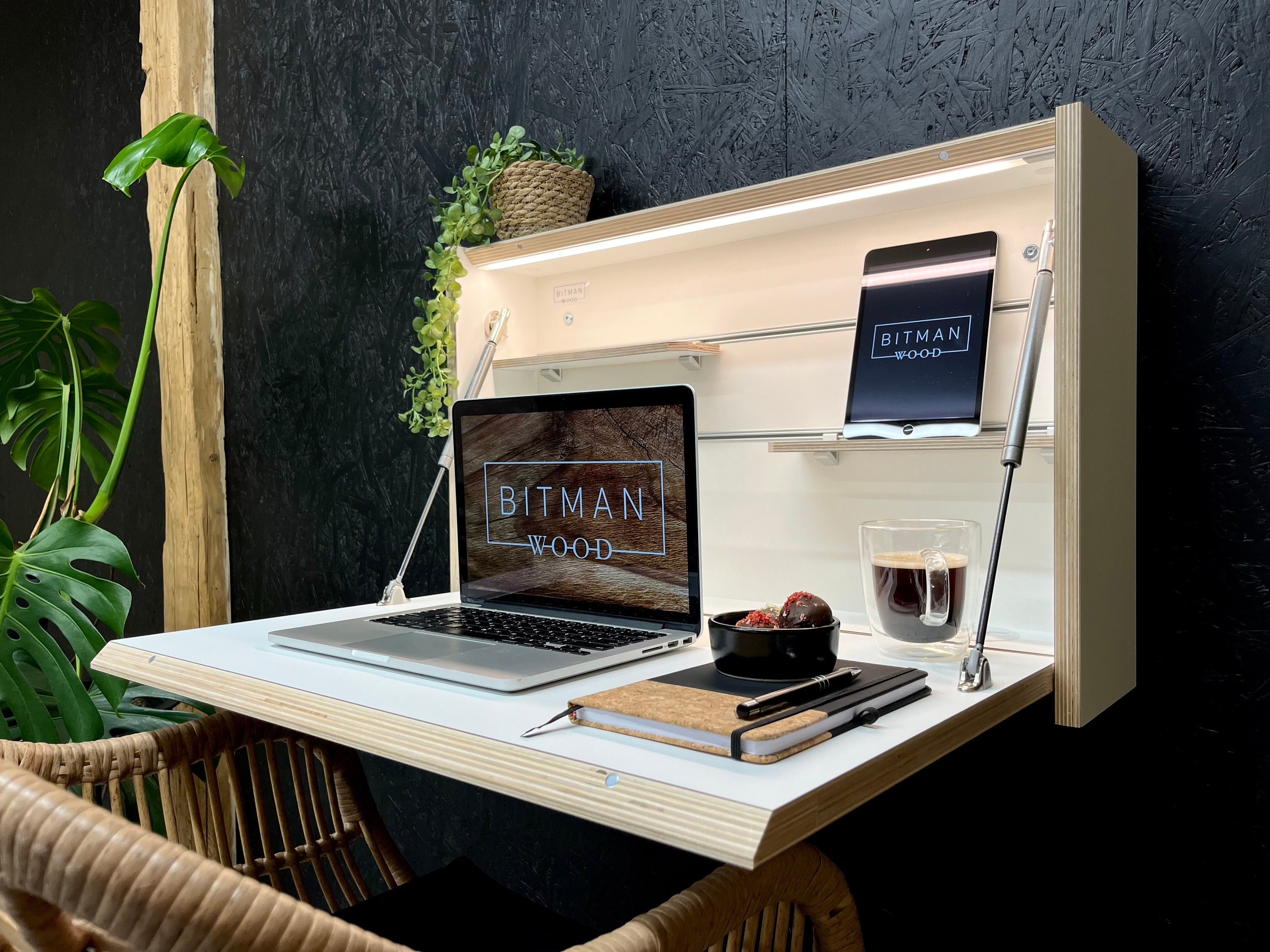 ORIGINAL FOLDING DESK• White Wall Mounted Home Office Space Saving ...