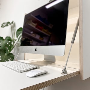 24" MONITOR DESK• White Wall Mounted Fold Down Office Space Saving Table with LED image 4
