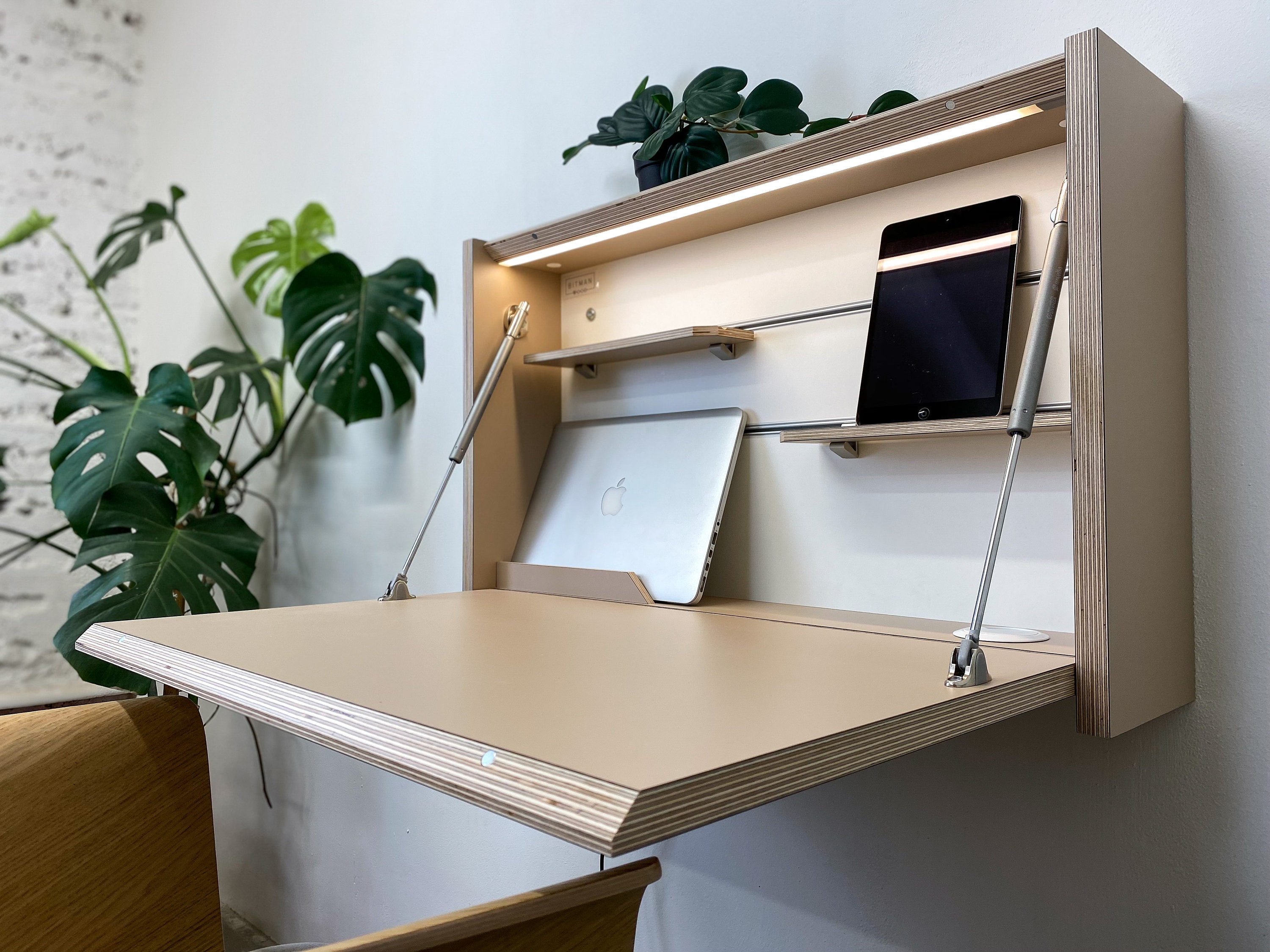 Small Folding Desk Drop Down Desk Space Saving Desk Office Desk Secretary  Desk Floating Desk Plywood Table Home Office Study Desk Furniture 