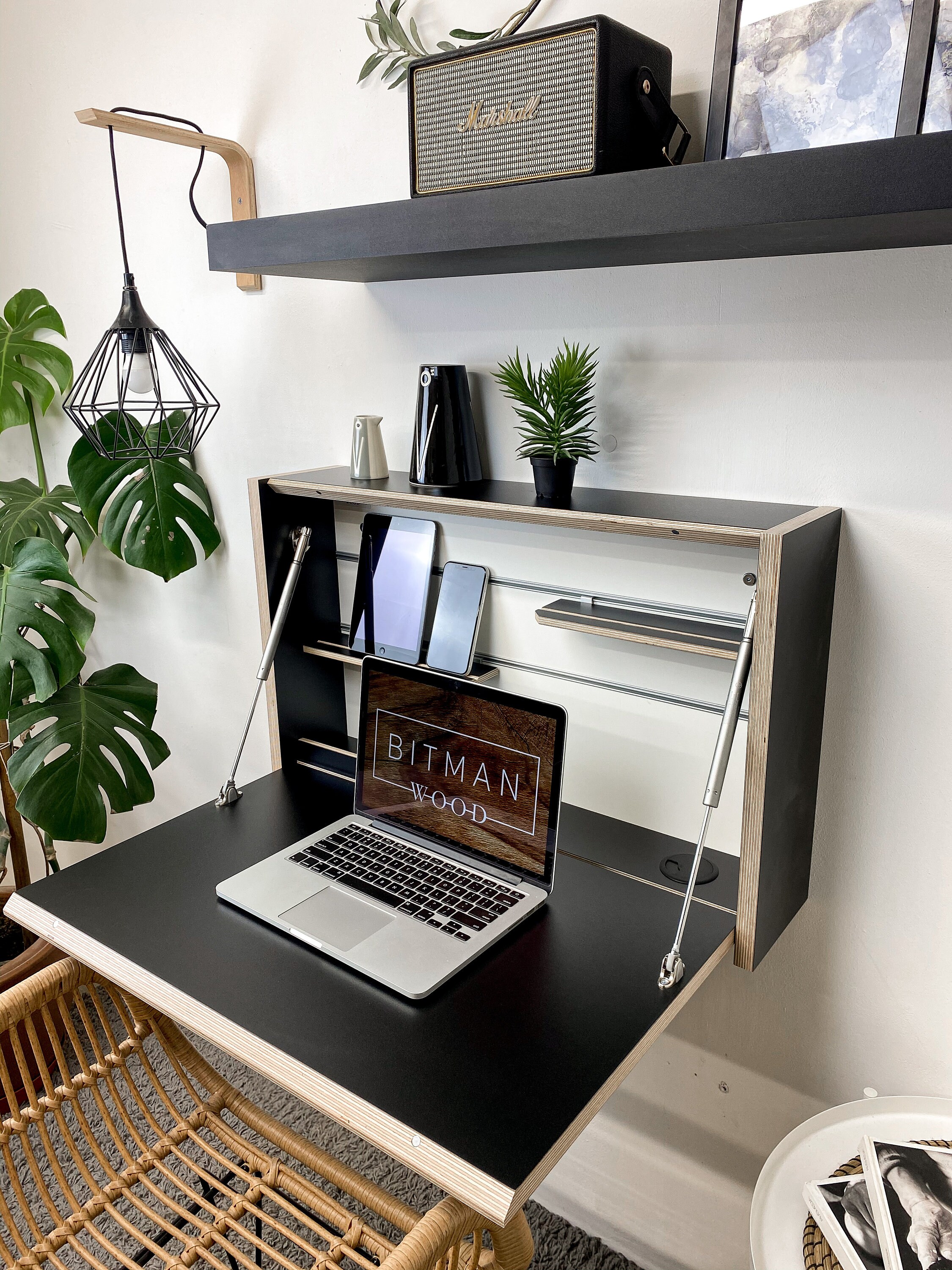 Wall Mount Desk Black Desk Home Office Drop Down Floating Desk Etsy