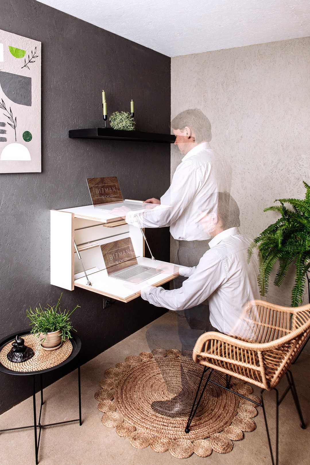 Standing Double Desk Home Office Wall Mounted Folding Space - Etsy