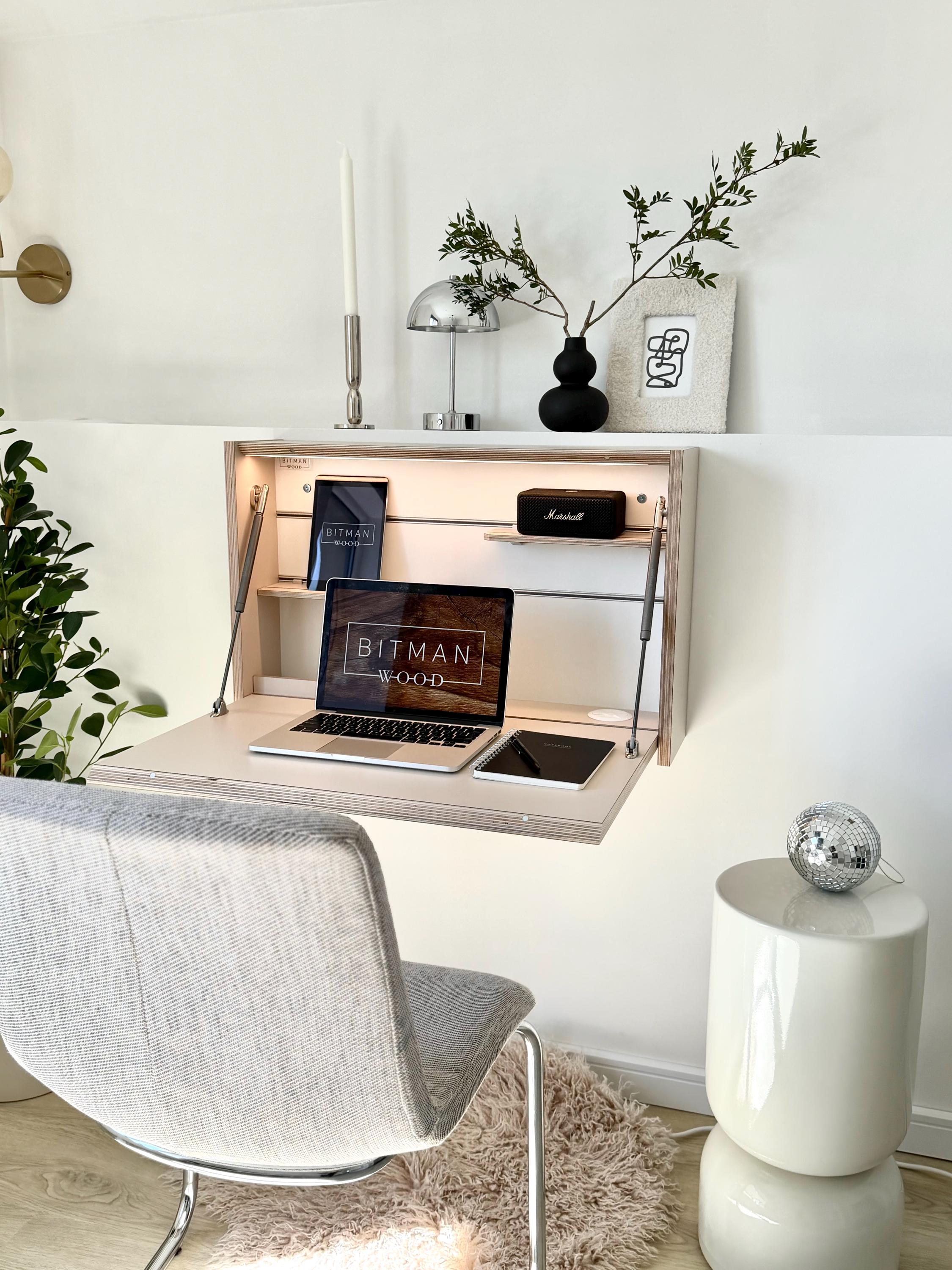 ORIGINAL FOLDING DESK• Sand Beige Wall Mounted Modern Space Saving
