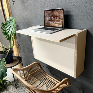 Standing Double Desk• Home Office Wall Mounted Folding Space Saving Office Desk Secretary Desk Floating Desk Plywood Study Work Space