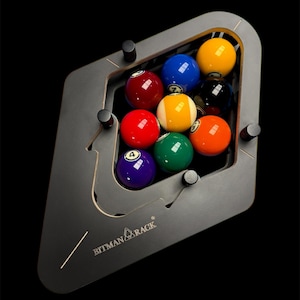 BitmanRack 9-BALL PRO• Soporte para billar Soporte para pool y snooker Regalo para él Soporte triangular Accesorios para mesa de billar Soporte para billar Equipo de billar