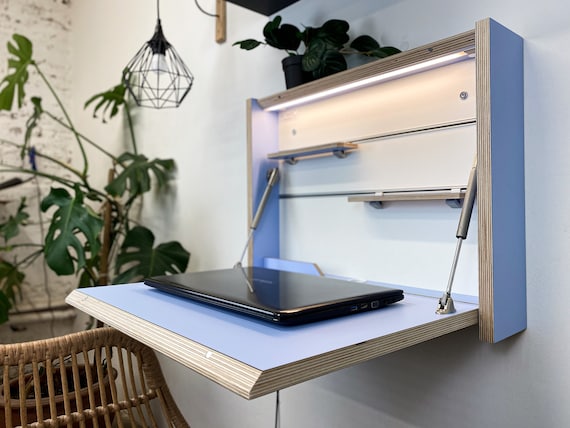 MODEZVOUS - Bureau Pliable Petit Espace avec Etagère Ordinateur