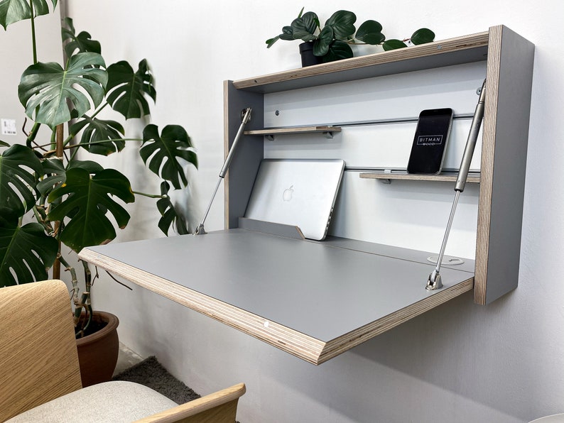 Wall Mounted Desk Desk Organizer Home Office Desk Drop Down Etsy