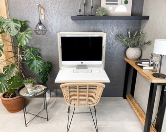 27 Zoll Monitor Schreibtisch • Home Office Schreibtisch Büroarbeitsplatz Moderner Schreibtisch Platzsparender Schreibtisch Sekretär Schreibtisch Floating Table Wandmontierter Schreibtisch Arbeit Zuhause