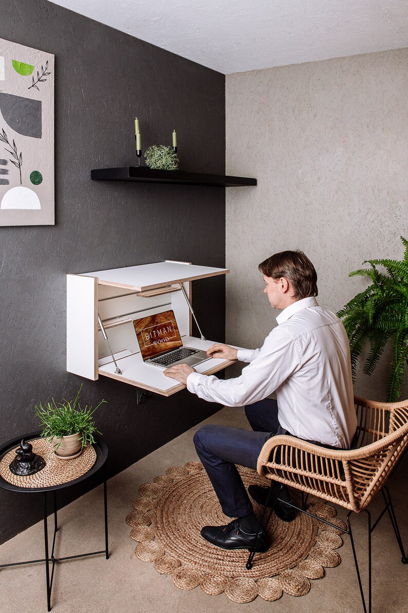 Standing Double Desk Home Office Wall Mounted Folding Space - Etsy