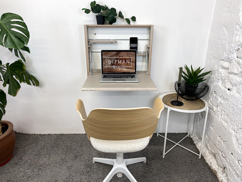 Small Folding Desk Desk Organizer Wall Mounted Home Office Etsy