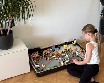 MOBILE PLAY TRAY• Lego Toy Organizer Storage Girls Room Rolling Table Montessori Kids Furniture