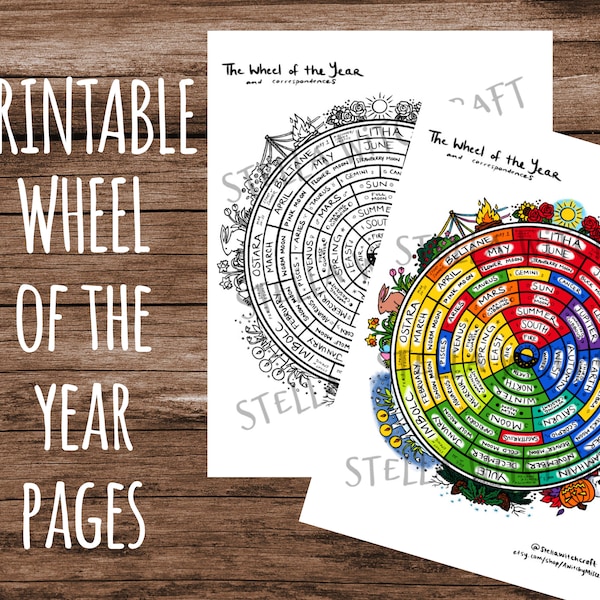 Printable Wheel of the Year Grimoire and Coloring Pages- Northern Hemisphere