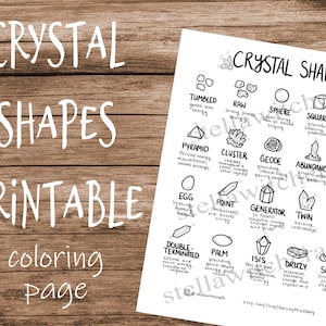 Printable Crystal Shapes Page- Book of Shadows and Coloring Page