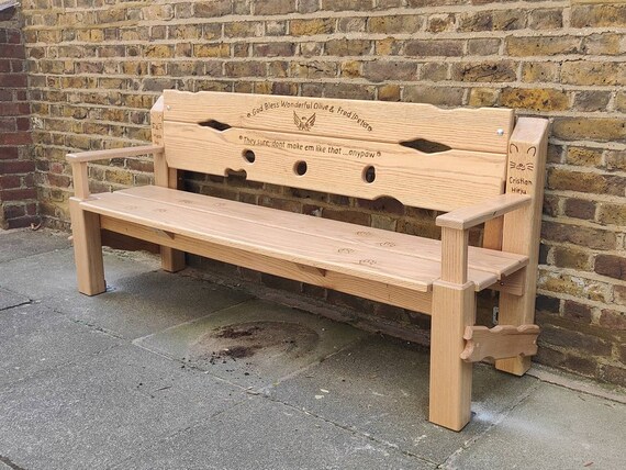 Handmade oak garden bench discount