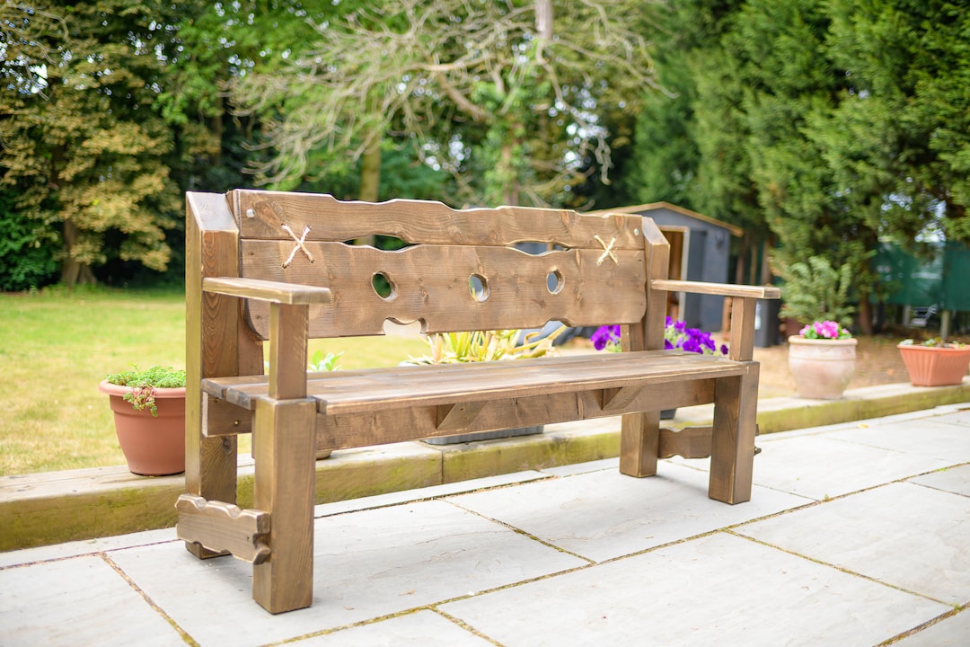 Garden Bench Handmade Rustic Garden Bench Solid Wood Outdoor Furniture Memorial Bench ENGRAVING AVAILABLE Etsy