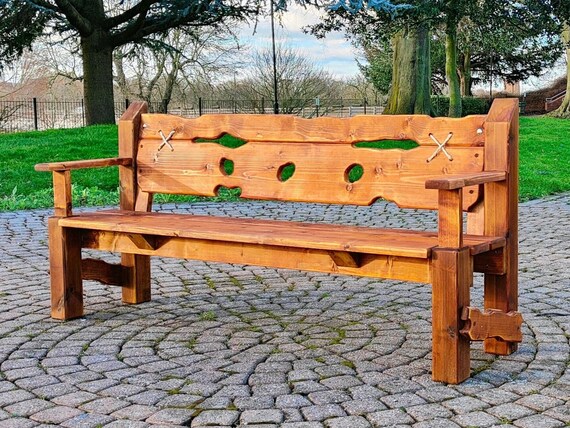 Garden Bench Dark Oak Stained Outdoor Furniture Rustic Wood Ireland Garden Bench Dark Oak Stained Outdoor, Garden Wooden Benches Ireland