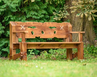 Handmade wooden garden bench - Rustic memorial bench